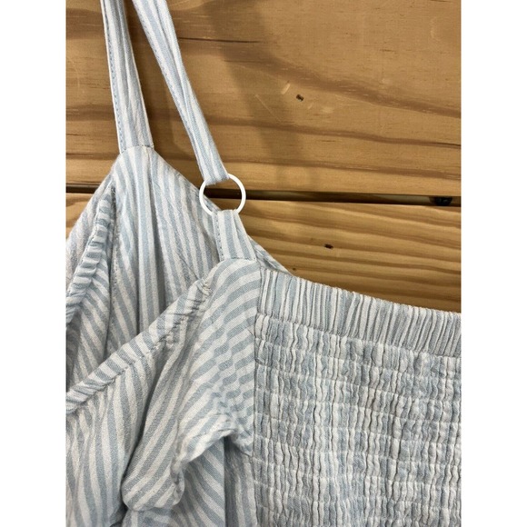 Torrid Dress 1X Light Blue White Stripe Off Shoulder Ruffle Sleeve Festival B84 - Picture 13 of 16